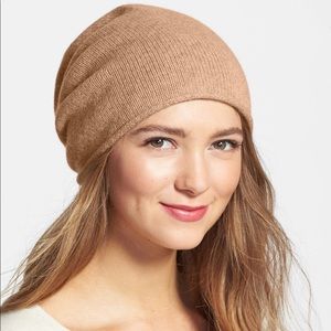 Halogen tan slouchy 100% cashmere beanie